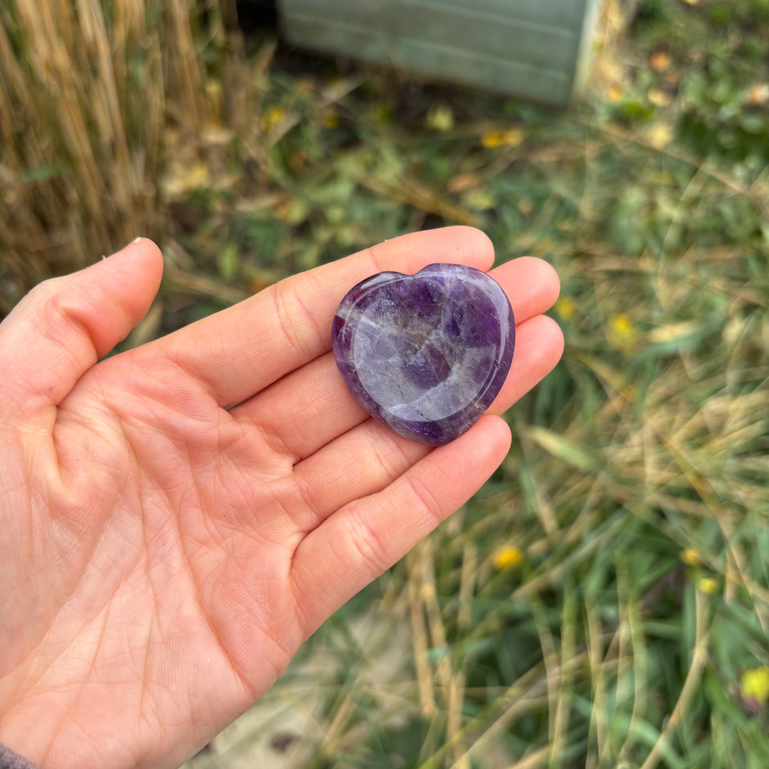 Amethyst Love Heart Crystal Worry Stone