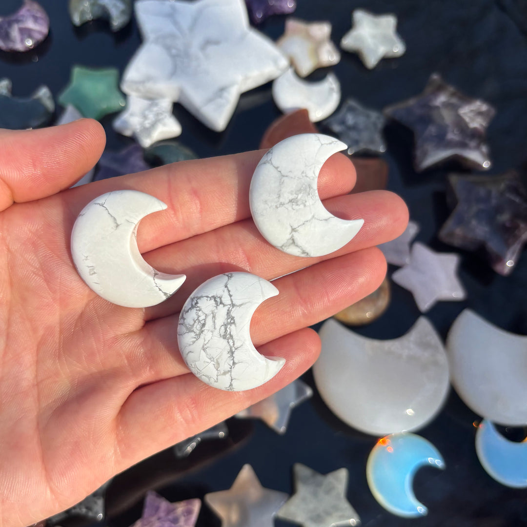 Howlite Half Moon Crystal Carving