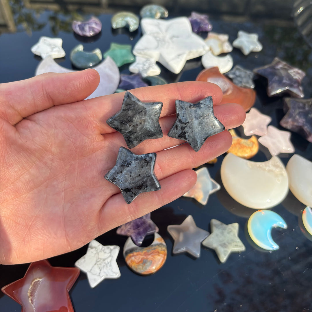 Larvikite Star Crystal Carving