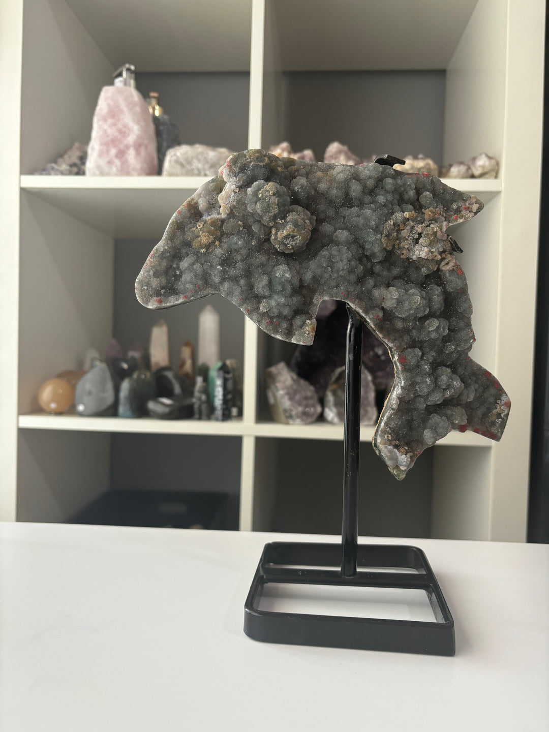 Sphalerite Dolphin Carving on Stand