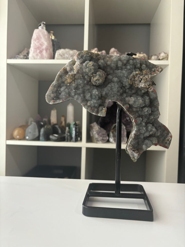 Sphalerite Dolphin Carving on Stand
