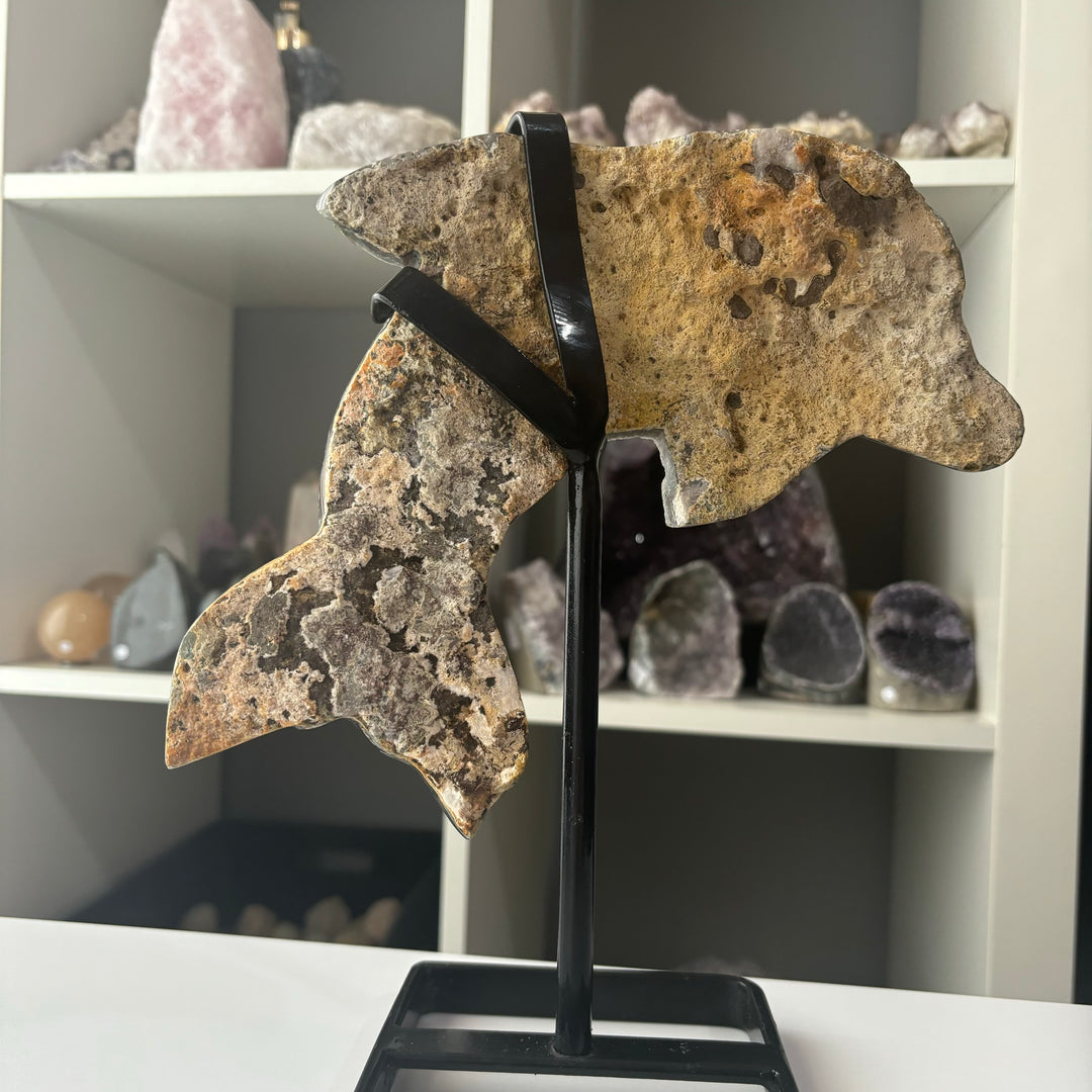 Sphalerite Dolphin Carving on Stand