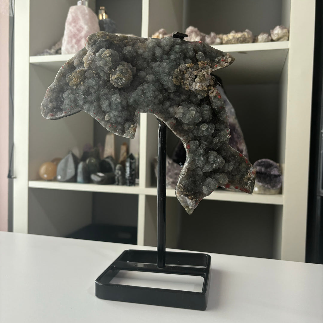 Sphalerite Dolphin Carving on Stand