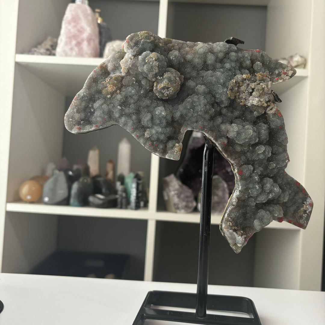 Sphalerite Dolphin Carving on Stand