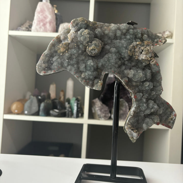 Sphalerite Dolphin Carving on Stand
