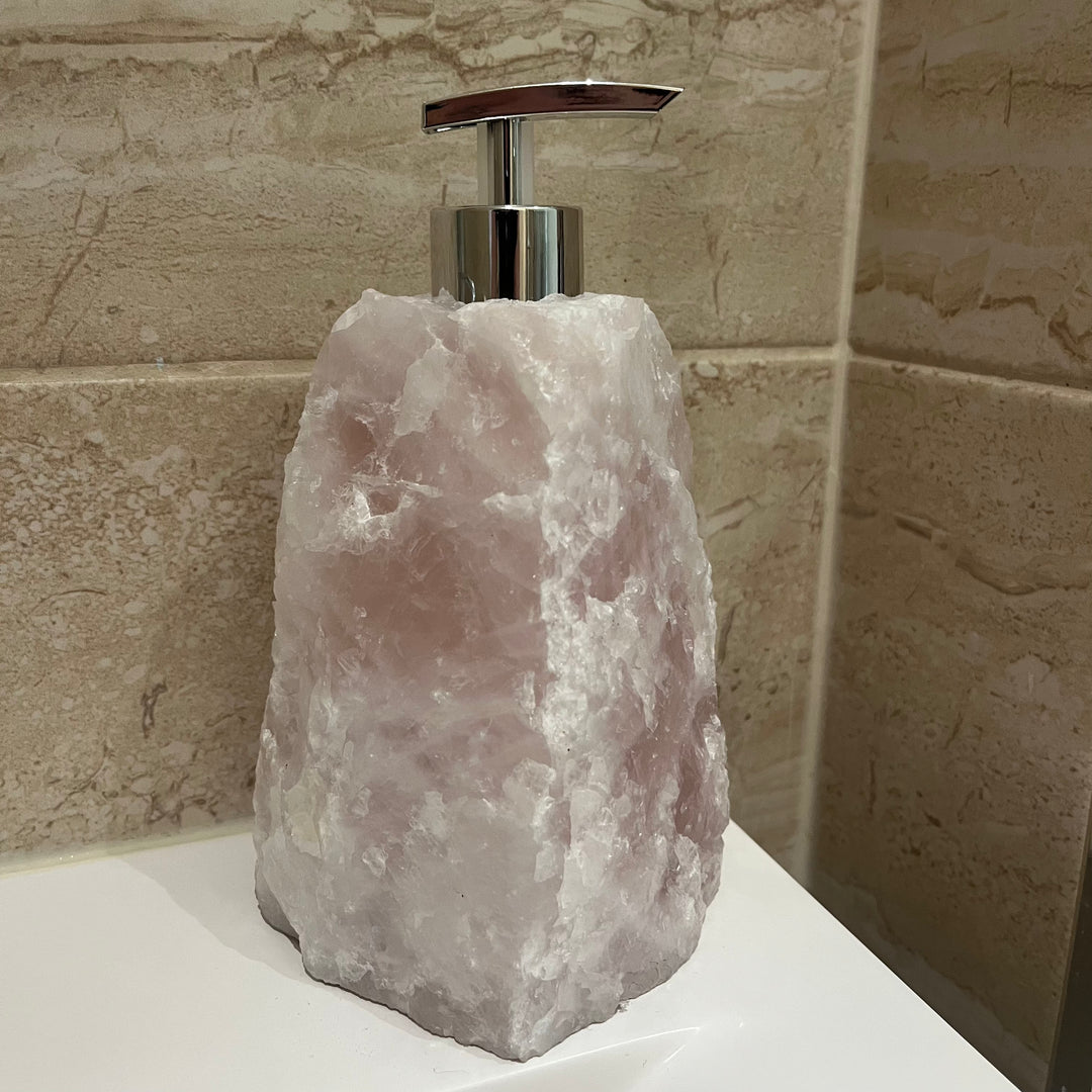 Rose Quartz Crystal Soap Dispenser