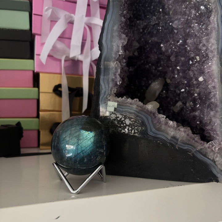 Labradorite Crystal Sphere – Flashy Polished Healing Stone
