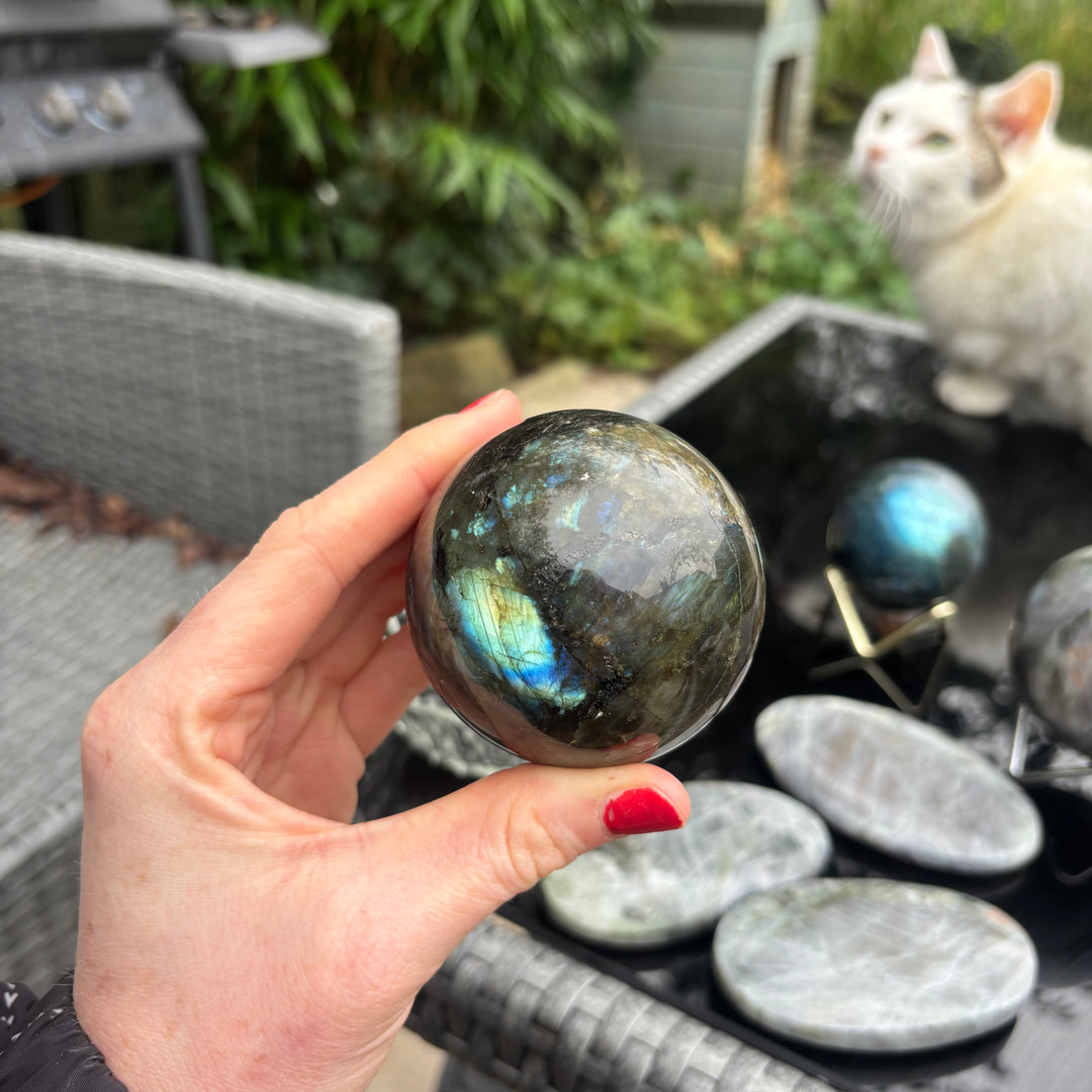 Labradorite Crystal Sphere – Flashy Polished Healing Stone