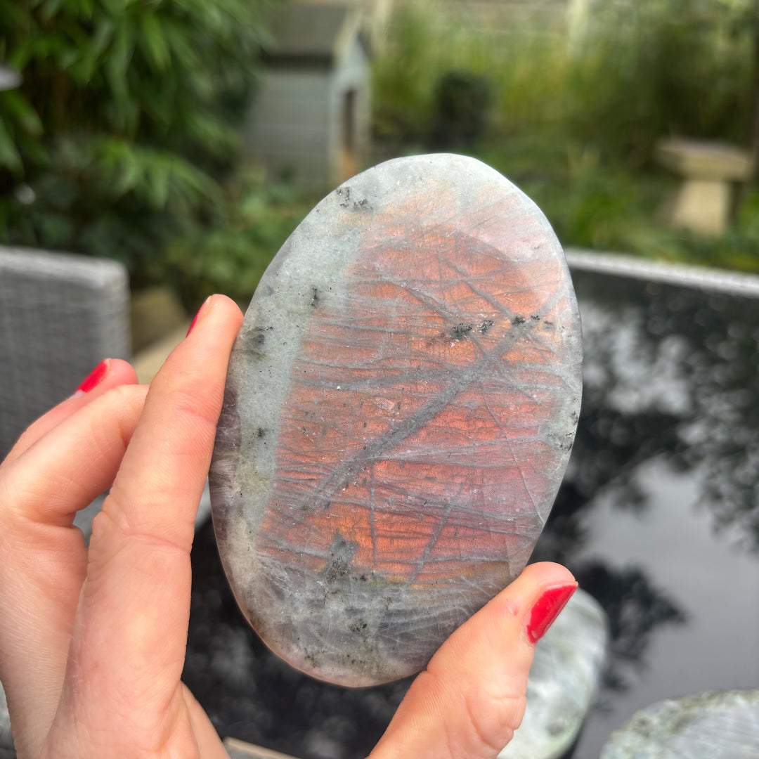 Polished Grey Labradorite Palm Stone