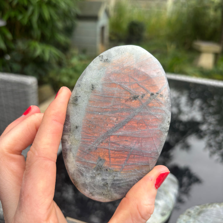 Polished Grey Labradorite Palm Stone