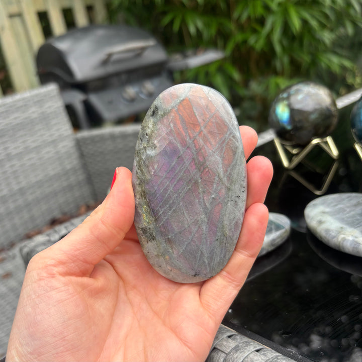 Polished Grey Labradorite Palm Stone