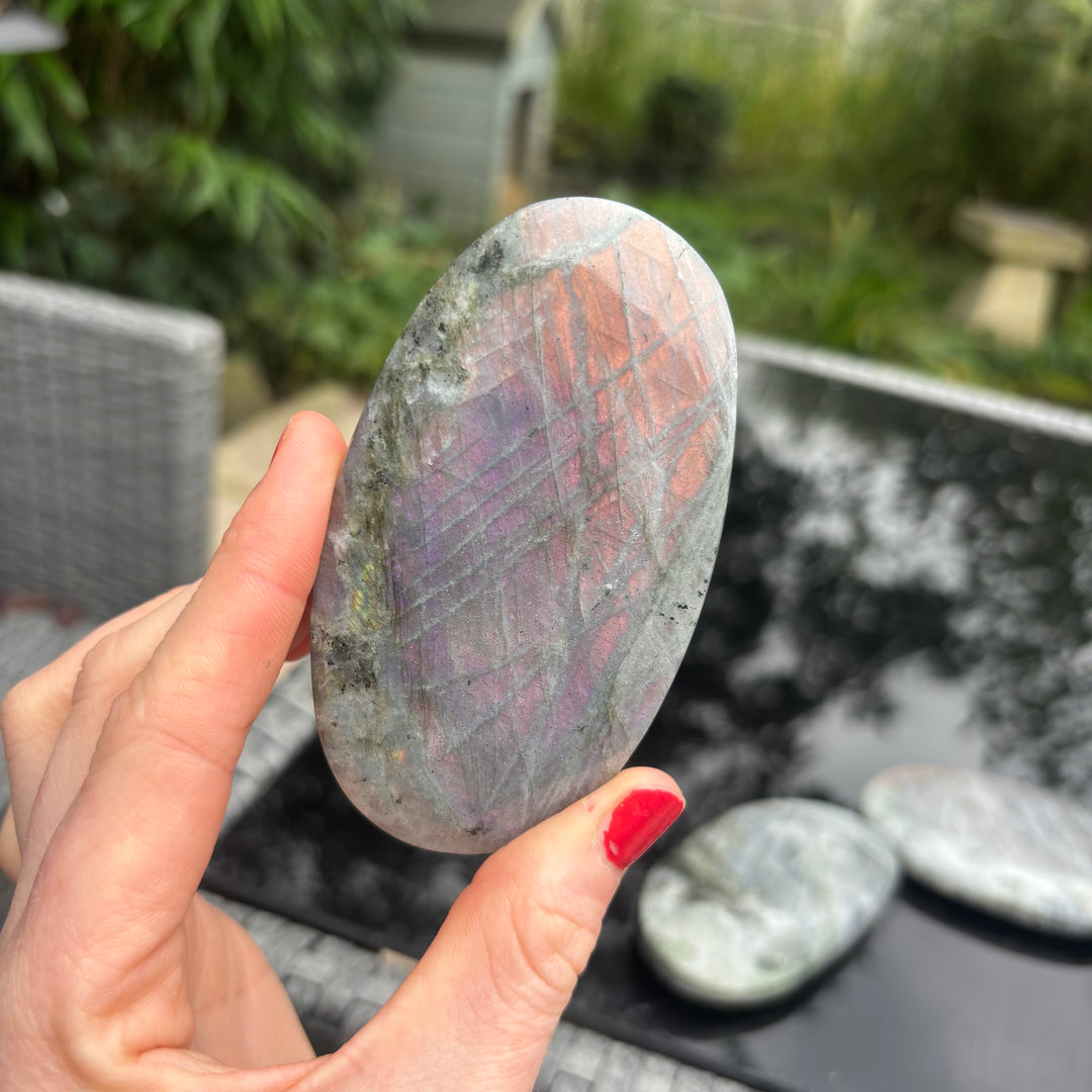 Polished Grey Labradorite Palm Stone