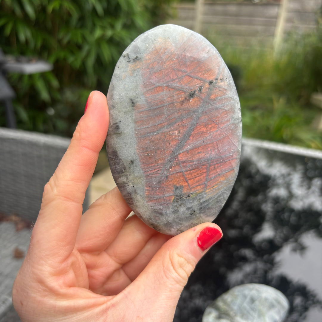 Polished Grey Labradorite Palm Stone
