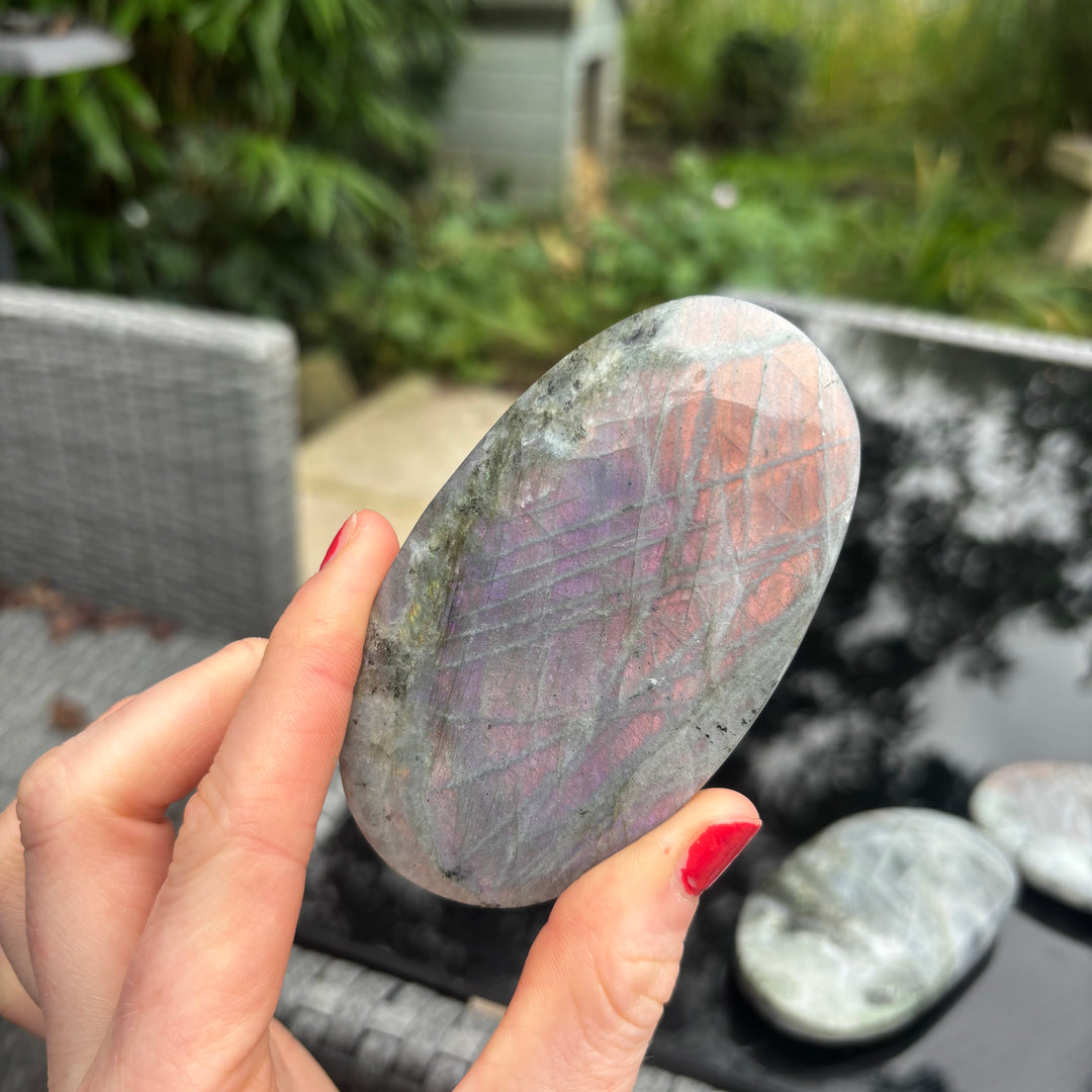 Polished Grey Labradorite Palm Stone