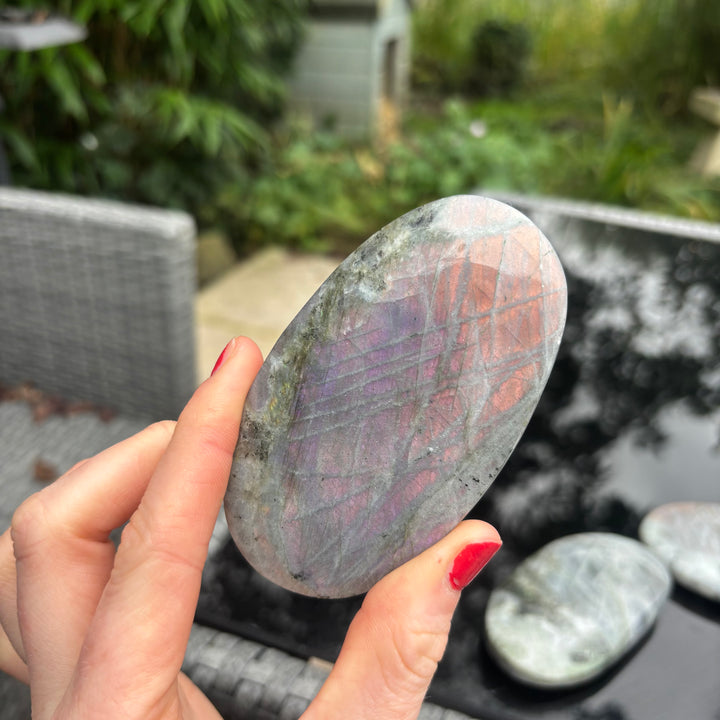 Polished Grey Labradorite Palm Stone