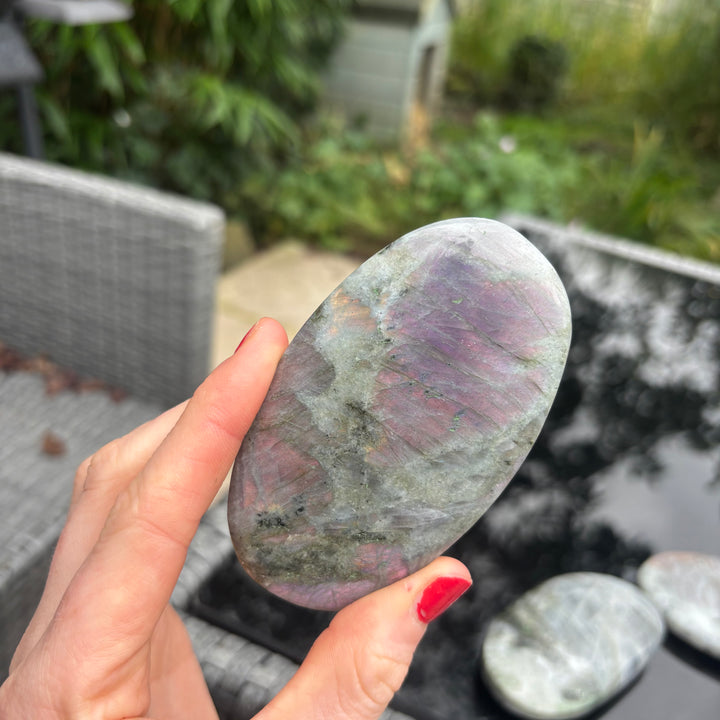 Polished Grey Labradorite Palm Stone