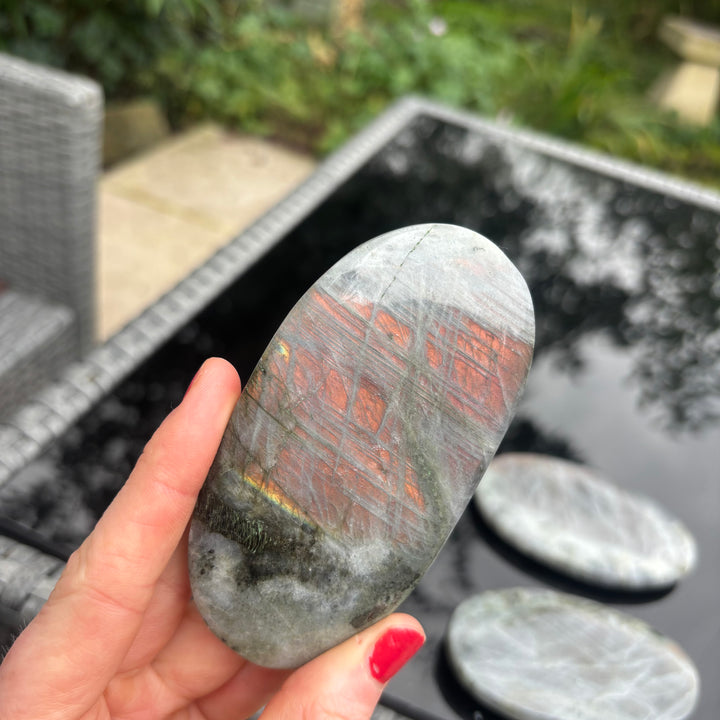 Polished Grey Labradorite Palm Stone