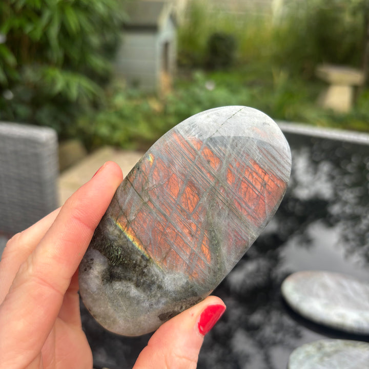 Polished Grey Labradorite Palm Stone
