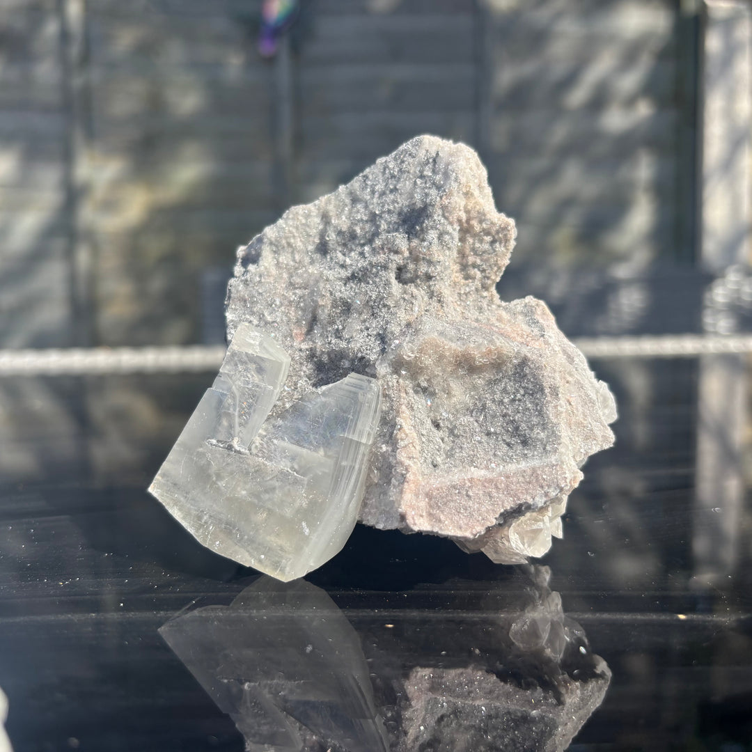 Raw Grey Chalcedony with Calcite Clusters