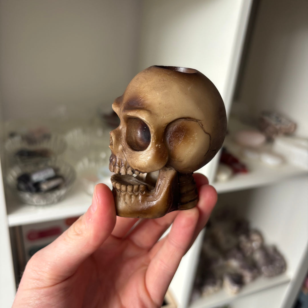 Skull Backflow Incense Cone Burner - Bronze