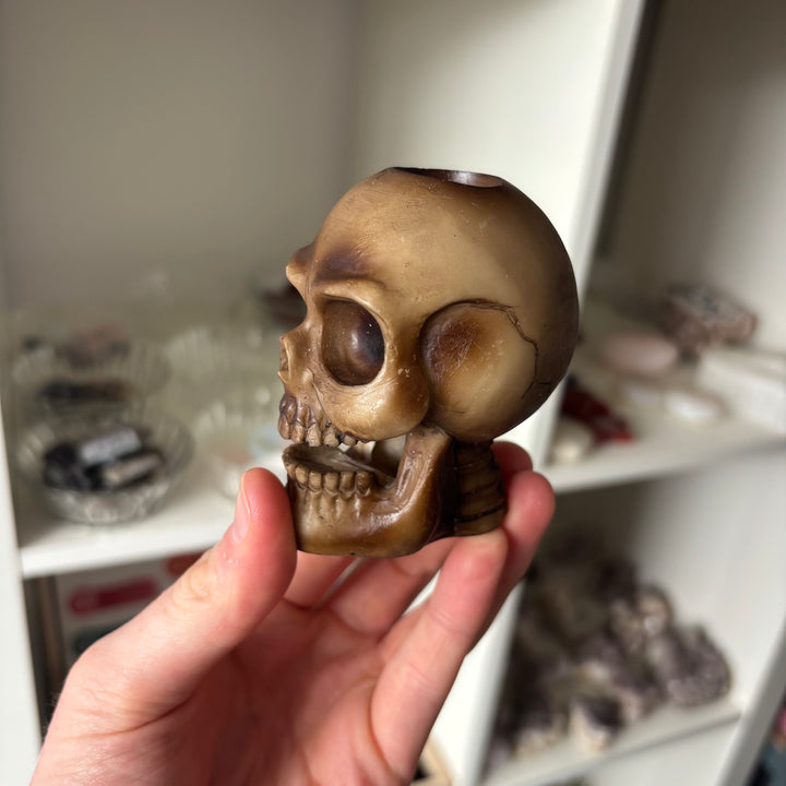 Skull Backflow Incense Cone Burner - Bronze