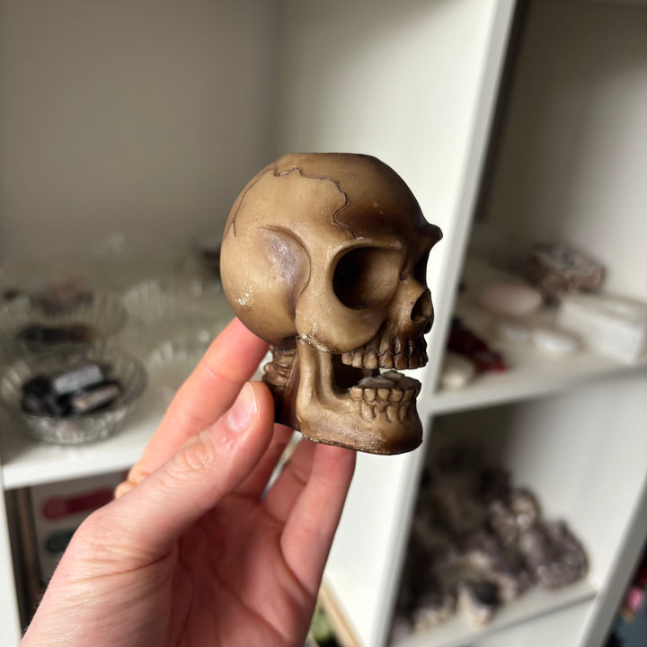 Skull Backflow Incense Cone Burner - Bronze