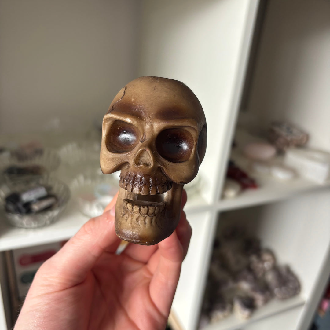 Skull Backflow Incense Cone Burner - Bronze