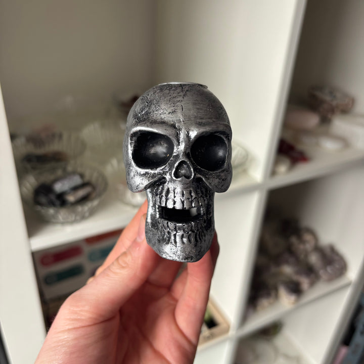 Skull Backflow Incense Cone  Burner - Silver