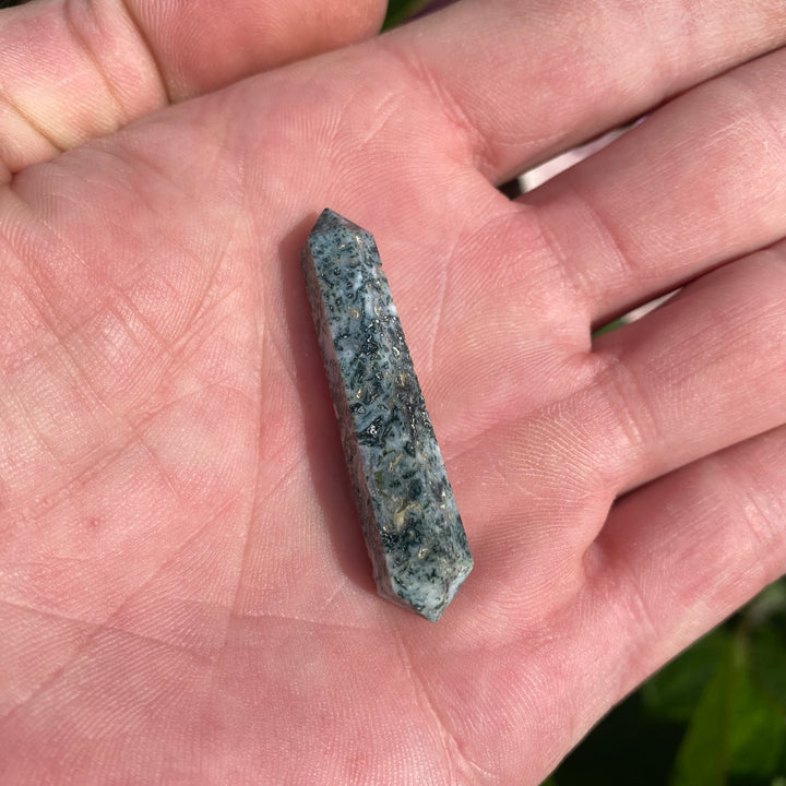 Moss Agate Double Terminated Crystal Point – Growth &amp; Balanced Energy