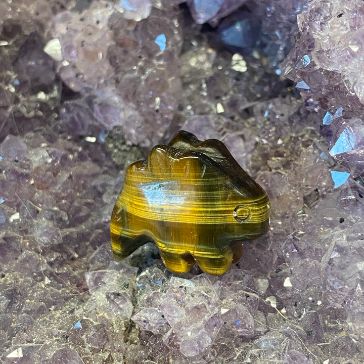 Tiger Eye Stegosaurus Carving — Warm Strength &amp; Gentle Grounded Energy