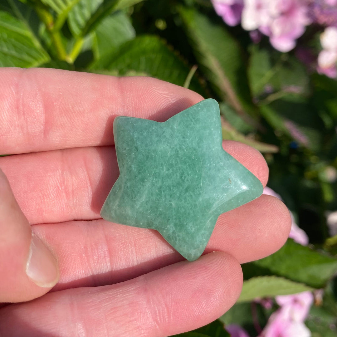 Green Aventurine Drilled Star Crystal Carving – Abundance &amp; Heart Energy