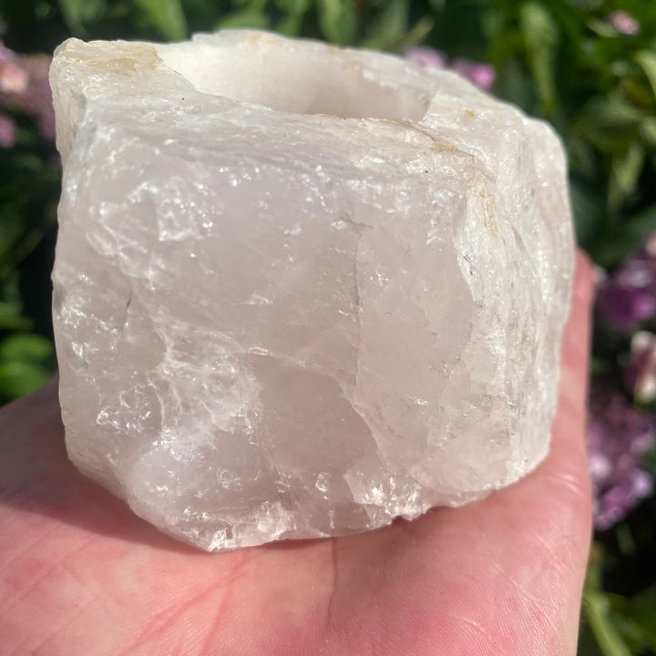 Rose Quartz Crystal Tea Light Holder – Warm Energy &amp; Calm Glow