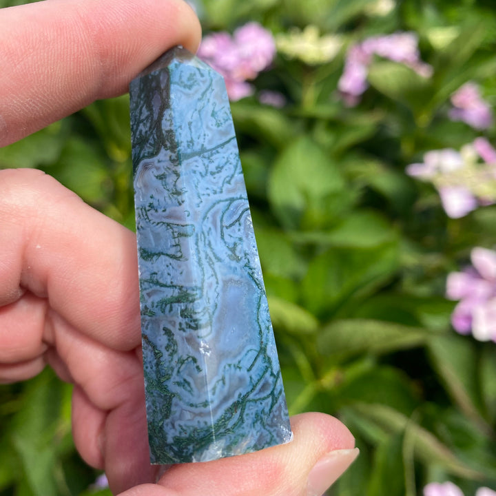 Moss Agate Crystal Tower – Growth &amp; Grounding Energy