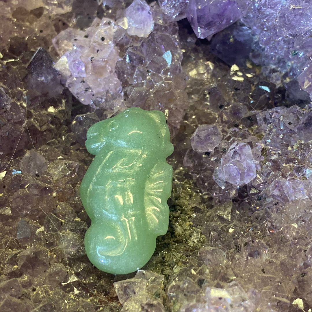 Green Aventurine Seahorse Carving — Soft Luck &amp; Gentle Ocean Energy