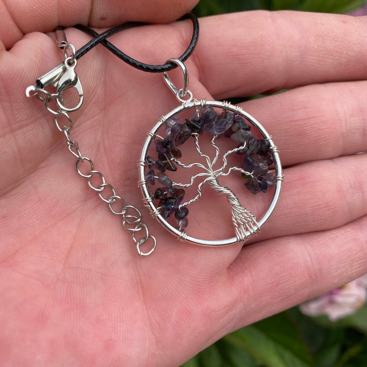 Iolite Crystal Tree of Life Pendant Necklace – Clarity &amp; Inner Vision