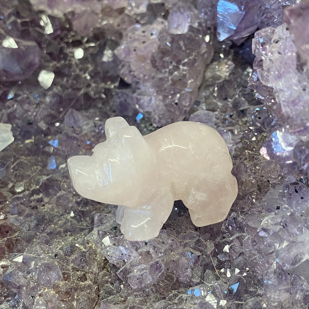 Rose Quartz Pig Carving — Cute Crystal Companion for Heart Energy