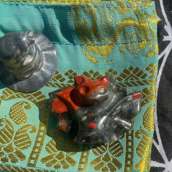 Silver Obsidian Witch’s Hat &amp; Bloodstone Bat Gift Set – Protective &amp; Grounding Energy