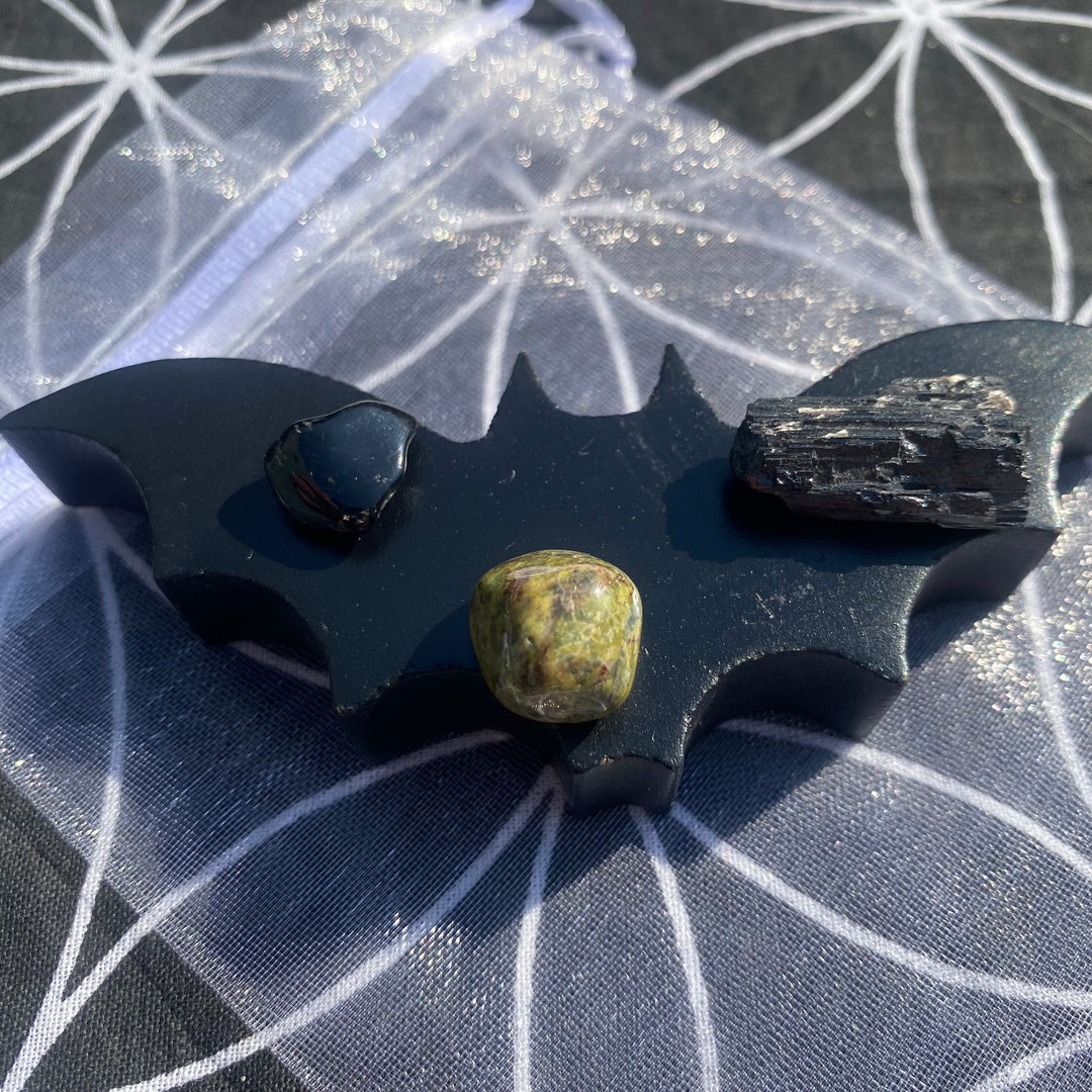 Black Bat &amp; Crystals Organza Gift Bag - Confidence &amp; Courage