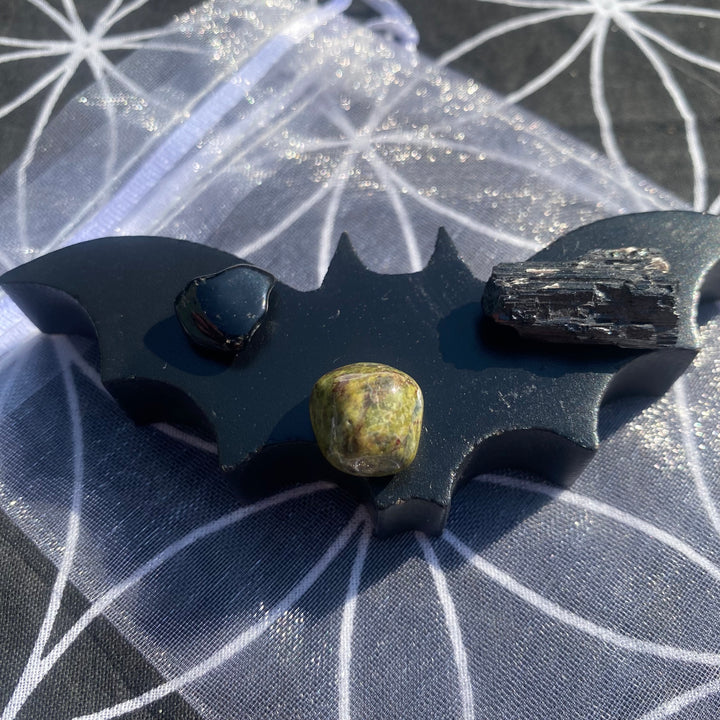 Black Bat &amp; Crystals Organza Gift Bag - Confidence &amp; Courage