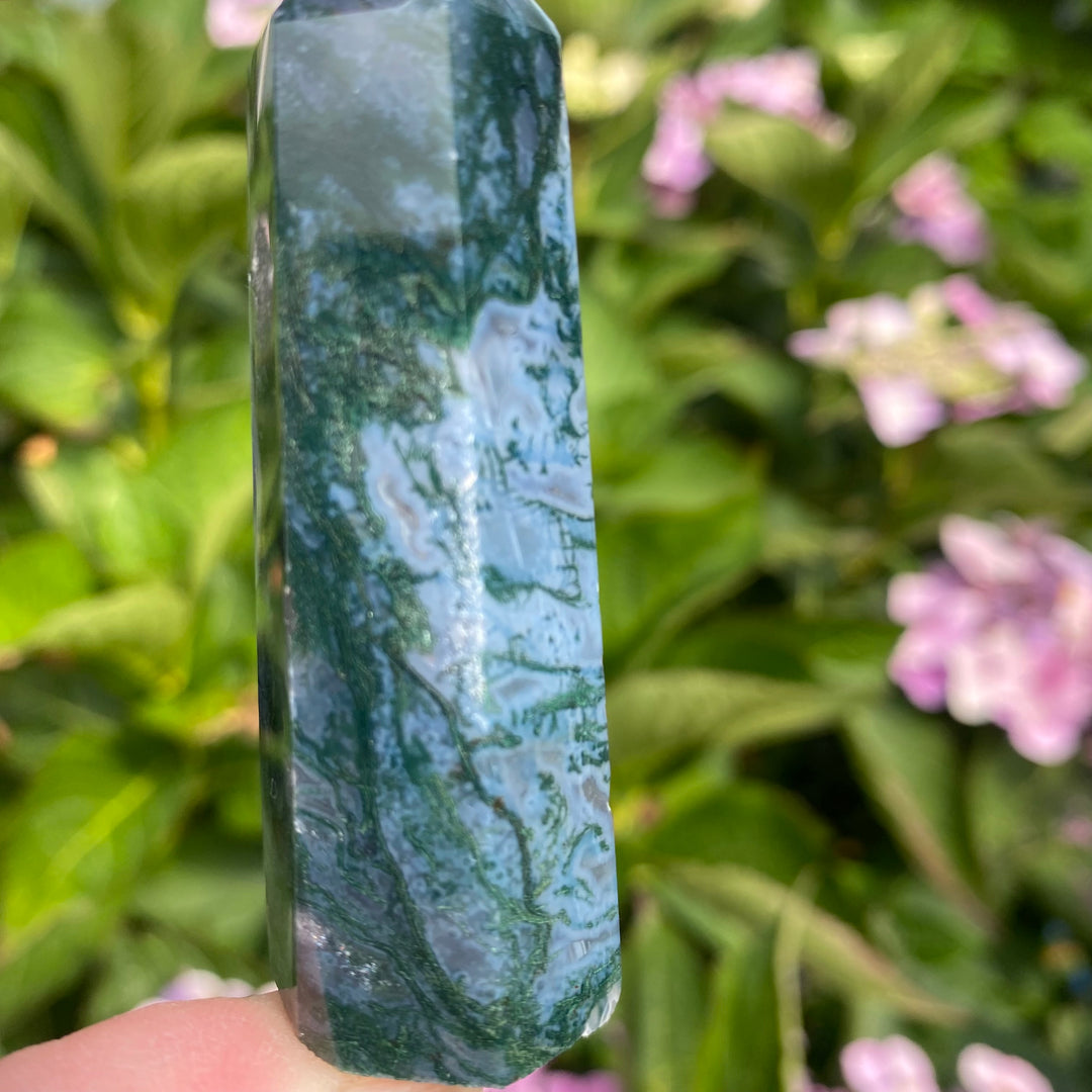 Moss Agate Crystal Tower – Growth &amp; Grounding Energy