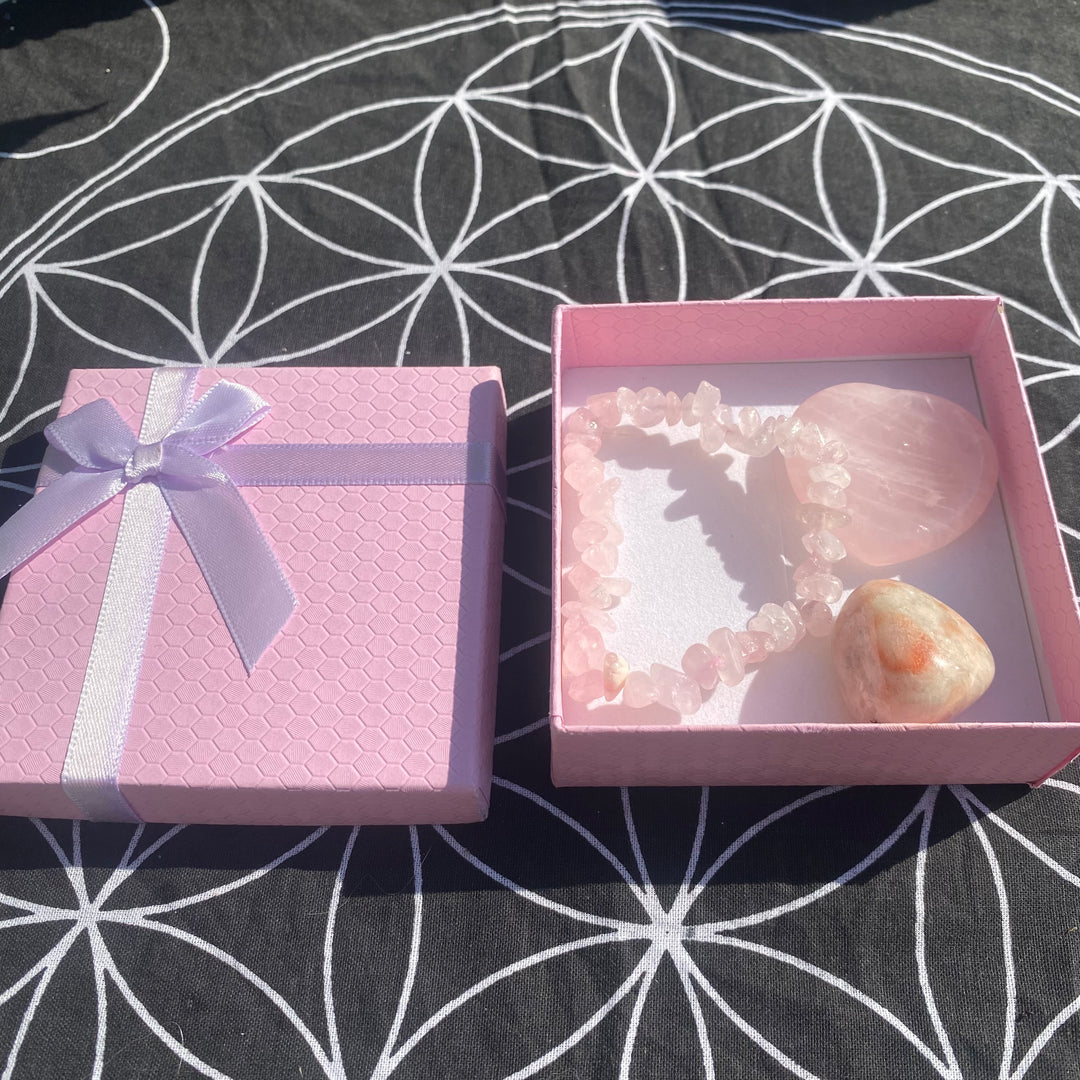 Rose Quartz Sunstone Crystal Love Gift Set - Love &amp; Joy