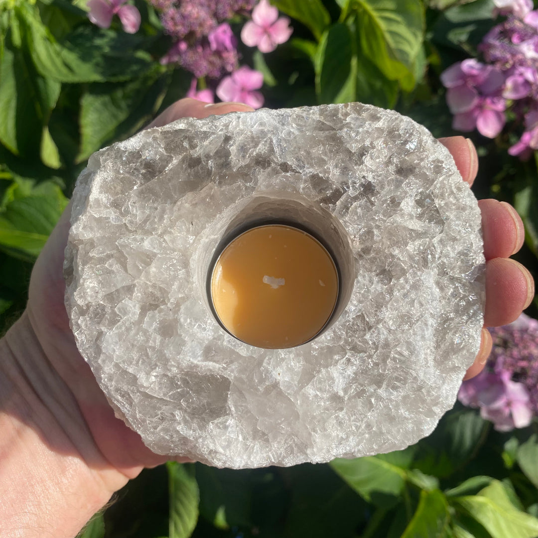 Smokey Quartz Crystal Tea Light Holder – Grounding &amp; Protective Energy