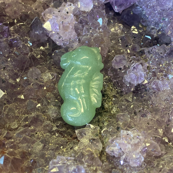 Green Aventurine Seahorse Carving — Soft Luck &amp; Gentle Ocean Energy