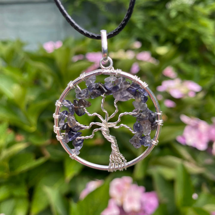 Iolite Crystal Tree of Life Pendant Necklace – Clarity &amp; Inner Vision