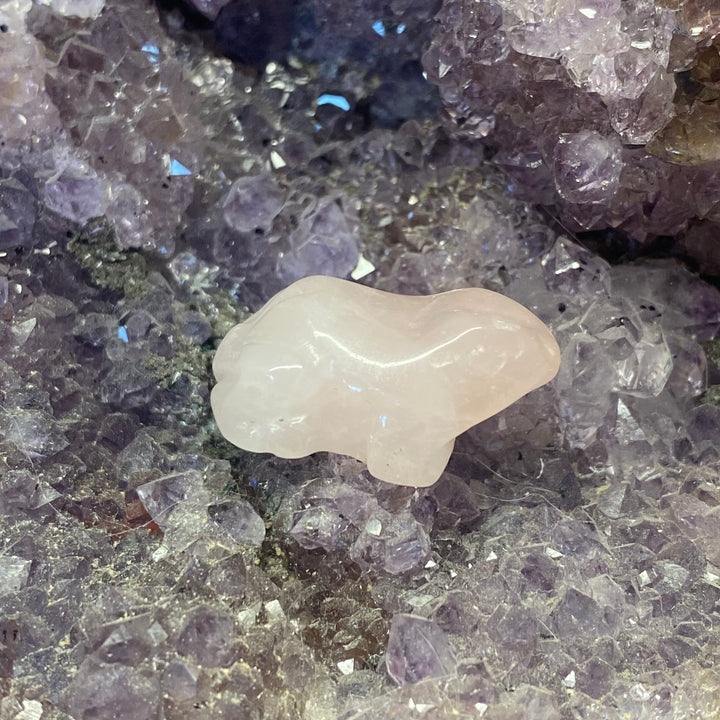 Rose Quartz Frog Carving — Sweet Love &amp; Gentle Heart Energy