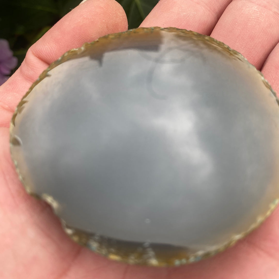 Small Round Grey Agate Slice – Grounding &amp; Calm Energy