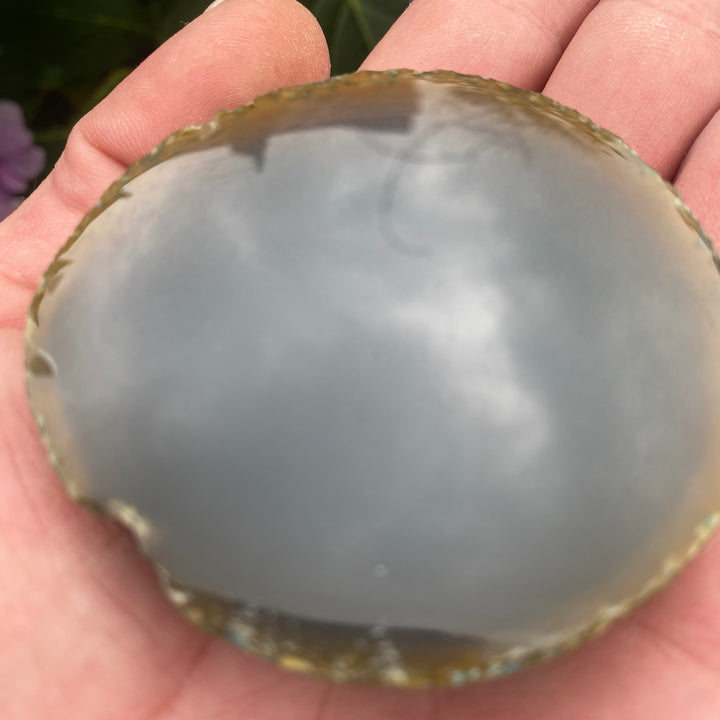 Small Round Grey Agate Slice – Grounding &amp; Calm Energy