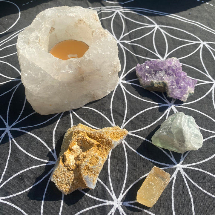 Amethyst, Citrine, Fluorite, Clear Quartz Crystal Collection - Confidence &amp; Peace