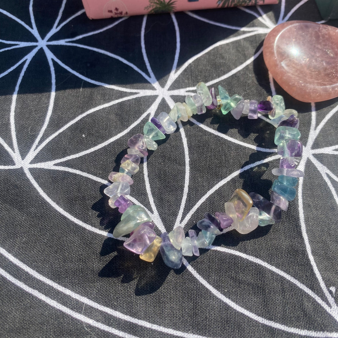 Crystal Gift Set – Fluorite Chip Bracelet, Mini Rhrodonite Point, Aventurine Hearts &amp; More in a Stylish Gift Box