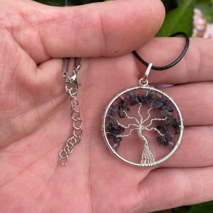 Iolite Crystal Tree of Life Pendant Necklace – Clarity &amp; Inner Vision
